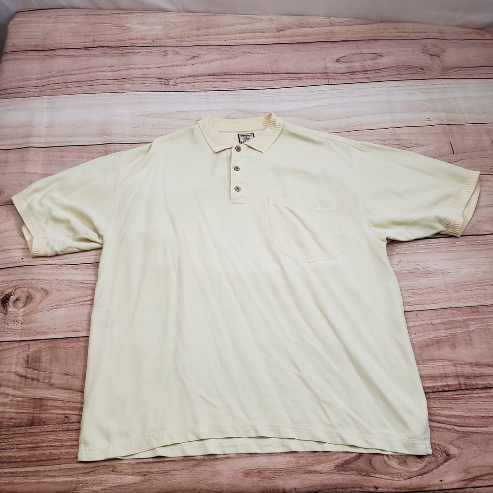 VINTAGE Tommy Bahama Shirt Men Extra Large Yellow Marlin Hawaiian Camp Silk **